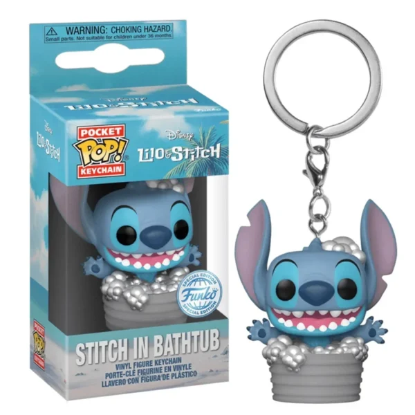 FUNKO POP Disney HULA STITCH ELVIS SLEEPING STITCH IN BATHTUB Summer STITCH Keychain Toy TIKI STITCH LILO SCRUMP Keyring Toys - Image 6