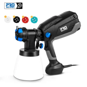 Electric Spray Gun 600W HVLP Household Paint Sprayer 1000ml 4 Nozzle Sizes Flow Control Easy Spraying by PROSTORMER