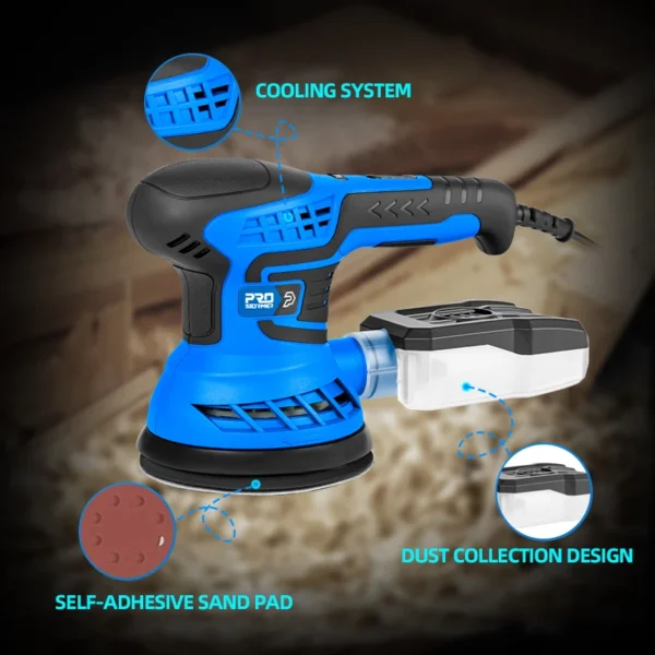 400W Random Orbital Electric Sander Machine 7-Speed Transmission With 21Pcs 125mm Sandpapers Dust by PROSTORMER - Image 5