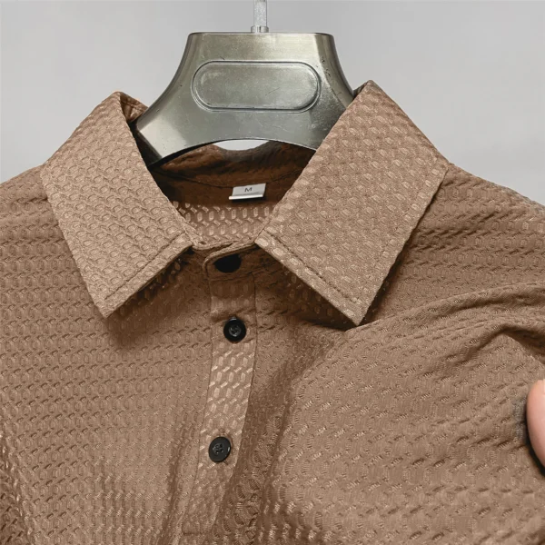 Summer T-shirt net ice silk breathable Short sleeve men's shirt collar solid Polo shirt Half sleeve men's clothing - Image 2