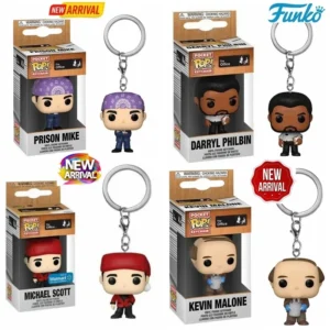 FUNKO POP The Office Keychain Christmas Michael Scott Walmart SCHRUTE Darryl Kevin Vinyl Figure Keychain Pendants Keyring Toys