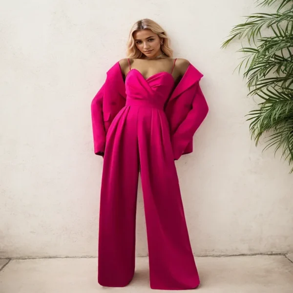 sexy Breast wrap sling women jumpsuit fashion elegant Suspender sleeveless solid party rompers High Waist Wide Leg Jumpsuits - Image 4