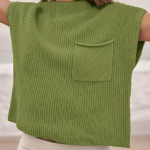 American Retro Women's Knitted Sweater Fashion Trendy Minimalist Solid Color High Round Neck Sweater Sleeveless Knitted Tops