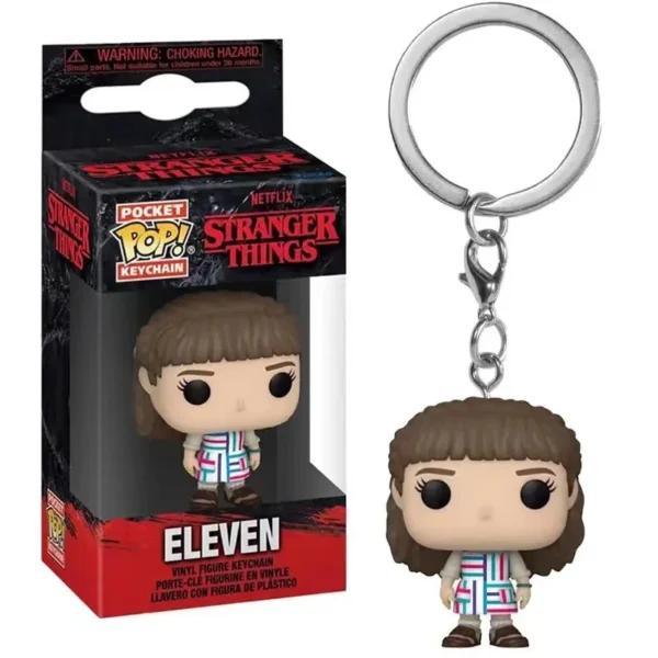 FUNKO Dustin Barb ELEVEN with Eggos Demogorgon Keychain Toys Figure Collectible Model Vinyl Dolls Keyring Toy - Image 5