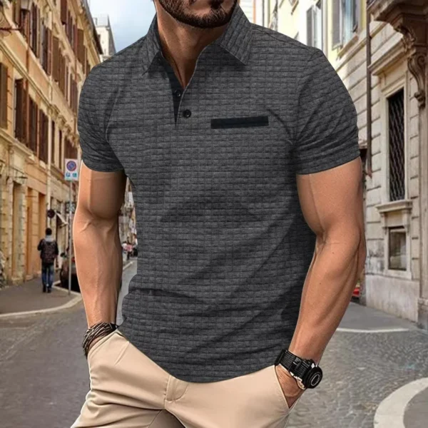 Back street men muscle Brother fitness senior sense summer POLO shirt new jacquard plaid golf men's jersey marathon - Image 2