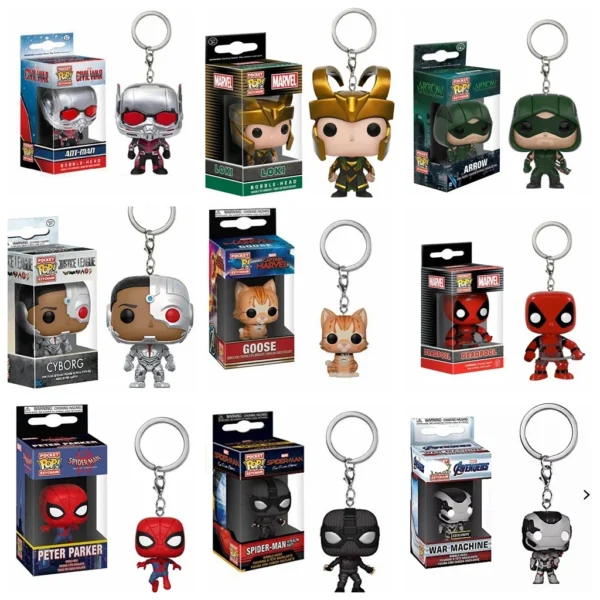 Funko Pop Captain America Inro Man Deadpool Spider Man Thanos Thor Keychain Toys Vinyl Doll Collectible Toy Figure Kid Gift l03 - Image 2