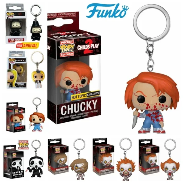 FUNKO TIFFANY CHILD'S PLAY Chucky V for Vendetta Pennywise Scream GhostFace Pocket Pop Keychain Collection Model Kids Toys