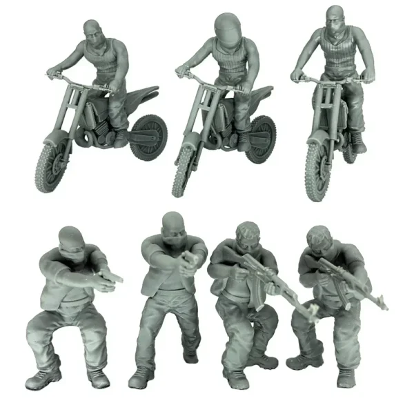 Biker Gang 1/35 Resin Figure Unpainted Model Kit 54mm Figures Miniature A300