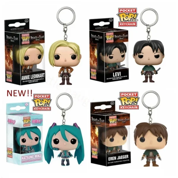 FUNKO Pop Japanese Anime Attack On Titan Levi PVC Toy Figure Keychain Pocket Collection Model Toys For Children Christmas Gift