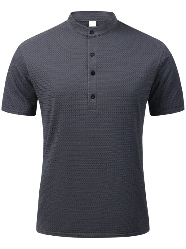 2024 Ice ribbon button collar Short-sleeved T-shirt Middle-aged men's Summer top thin Quick-drying T-shirt - Image 4