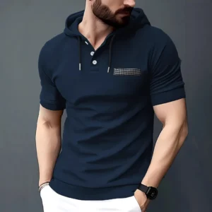 Europe and the United States cross-border 2025 summer new short-sleeved POLO shirt hoodie men's casual sports polo shirt