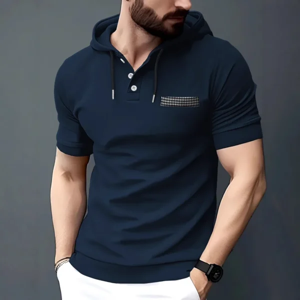 Europe and the United States cross-border 2025 summer new short-sleeved POLO shirt hoodie men's casual sports polo shirt