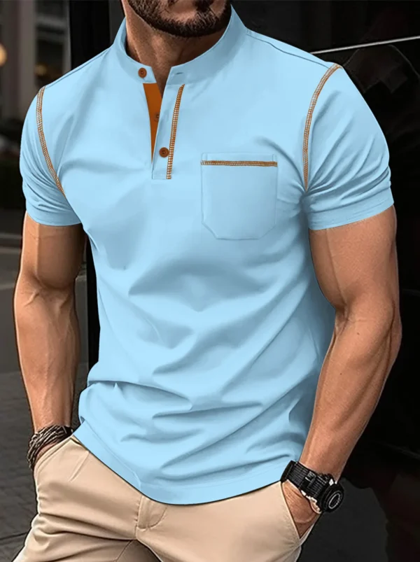 Europe and the United States summer golf casual sports shirt stand collar men fitness Cotton blended POLO shirt, new, muscle men