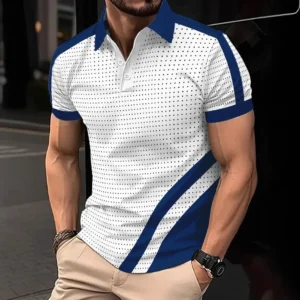 New summer 2025 European and American fashion sports POLO shirt button men's leisure and fitness short-sleeved polo shirt