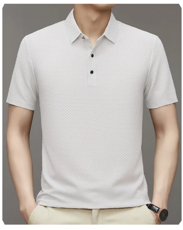 Lapel high-end Internet speed dry ice silk men's polo shirt summer casual business slim short sleeve T-shirt