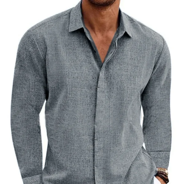 Spring and autumn hot sell new European and American men's casual button-down lapel solid color loose Long-sleeved shirt