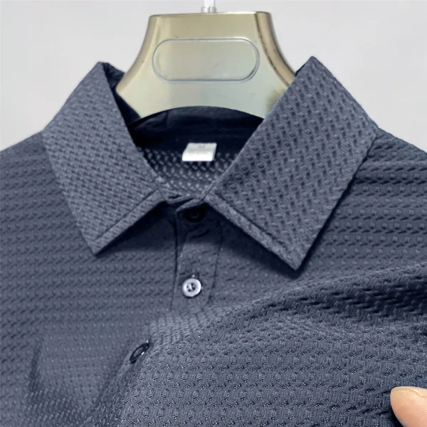 Summer T-shirt net ice silk breathable Short sleeve men's shirt collar solid Polo shirt Half sleeve men's clothing - Image 4