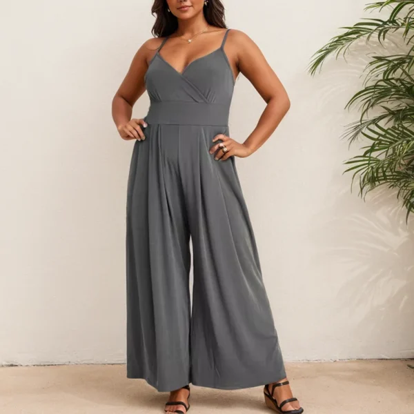 Jumpsuit For Women 2024 Elegant Office Solid Color Sleeveless Sling Tube Top Higt Waist Ruched Rompers Fashion Casual Loose - Image 4