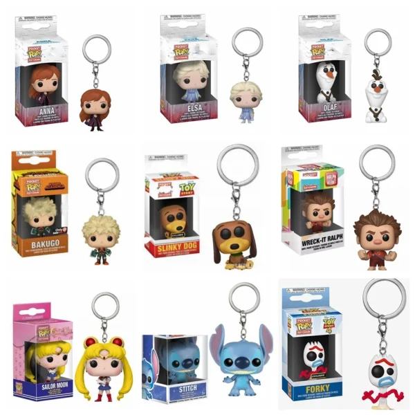 FUNKO POP Frozen Keychain Toy Story Wall-E Minions Dragon Ball Naruto One Piece Action Figure Toy L02 Kids Gifts - Image 2