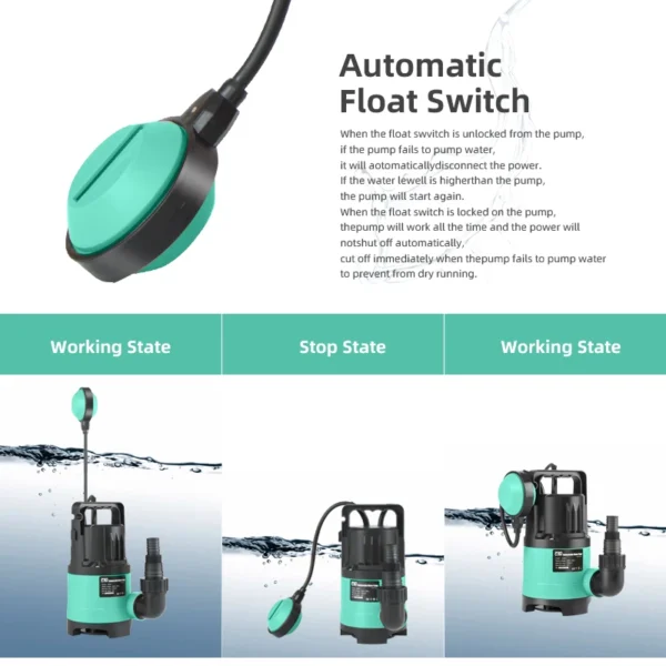 400W Submersible Water Pump 7500L/H Utility Thermoplastic Electric Portable Transfer Pool Pond Draining Sump Pump by PROSTORMER - Image 6