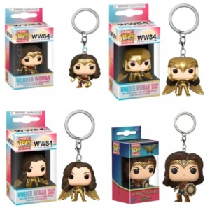 Funko POP DC Heroes Woder Woman 1984 Pocket Keychain WW84 Justice League Key Chain Wonder Woman Golden Armor Gift for Kids