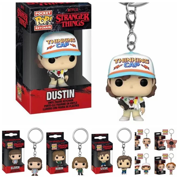 Funko POP NEW Arrive Keychain ELEVEN Demogorgon DUSTIN Barb Steve Robin Keychain Toy Vinyl Figure Model Kid Toys