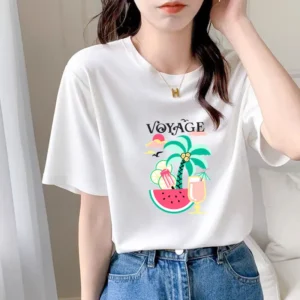 Fashion Women T-Shirts Comfortable O-neck Short Sleeve Pullover Basics Casual Loose Top Tees Harajuku Y2k Short Sleeve Girl Tops