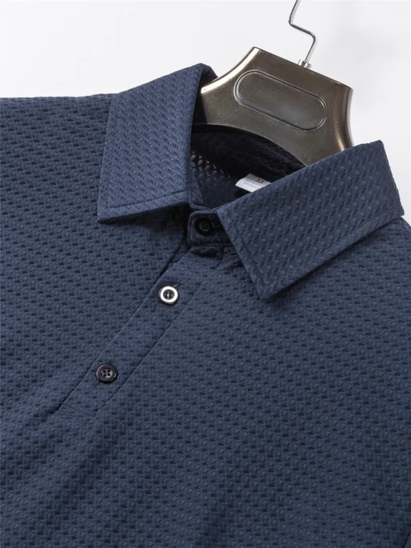 Summer T-shirt net ice silk breathable Short sleeve men's shirt collar solid Polo shirt Half sleeve men's clothing - Image 5