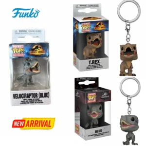 FUNKO POP Keychain Toy Jurassic World T.REX VELOCIRAPTOR BLUE Vinyl Figure Pocket Pop Keychain Collection Gifts Toys Pendants