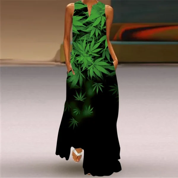 Fashion New Printed Women Dress Summer Vintage V-neck Sleeveless Loose A-Line Dress Elegant Casual Ladies Maxi Dresses Vestidos - Image 6