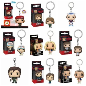 2024 New NETFLIX Funko Pop Pocket Pop Keychain Eleven Barb Robin Steve Dustin Vinyl Figure Key Ring Model Toys