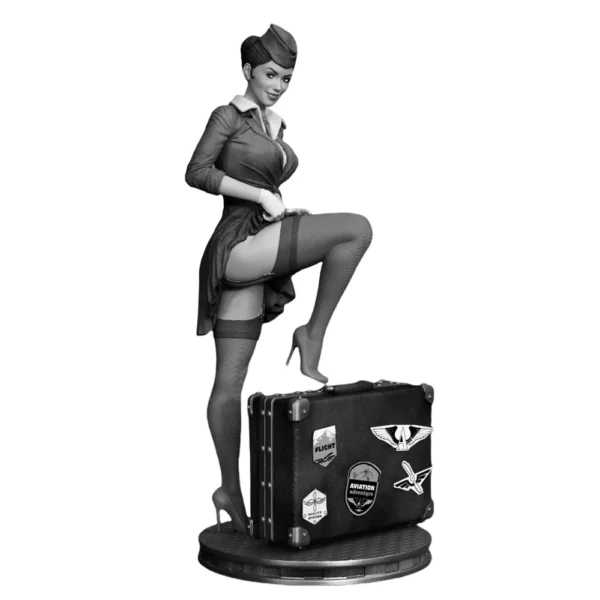 Stewardess 1:24 Unpainted Resin Model Kit - Airplane Cabin Crew Miniature Figure for Diorama, DIY Craft & Collectors (A732) - Image 2