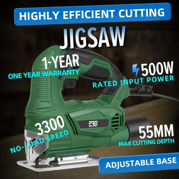 500W Jigsaw Variable Speed Electric Saw 220 V for Woodworking Home DIY Power tools with Metal Base by Prostormer - Image 3