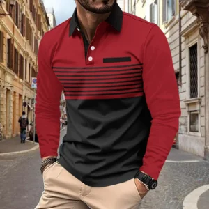 Cross-border Europe and the United States golf men spring and autumn long sleeve T-shirt POLO shirt men's casual sports polo shi