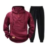 Cross-border new men's casual suit autumn and winter plus velvet arm zipper hoodie fashion personality sports pants + hoodie