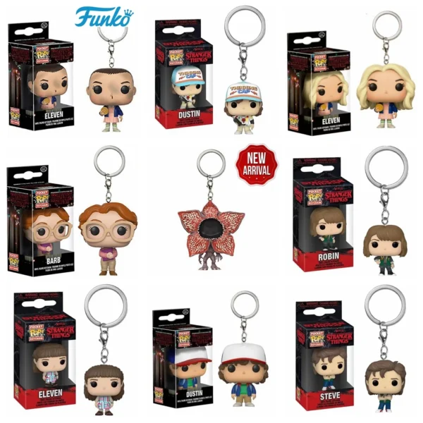 FUNKO Dustin Barb ELEVEN with Eggos Demogorgon Keychain Toys Figure Collectible Model Vinyl Dolls Keyring Toy - Image 2