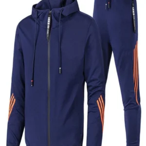 Europe and the United States spring and autumn new three bar fashion leisure sports suit men's elastic fitness casual hoodie pan