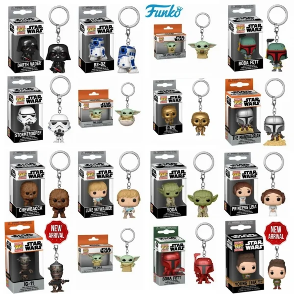 FUNKO POP Star Wars New Yong Leiya with Lola IG-11 Skywalker Chubacca R2-D2 Darth Vader Stromtrooper Pocket Pop Keychain Toys