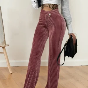 Office Lady Commute Fashion Versatile Thin And Tall Temperament Slightly Zipper Fly V-low Waist Long Wide-leg Pants For Women