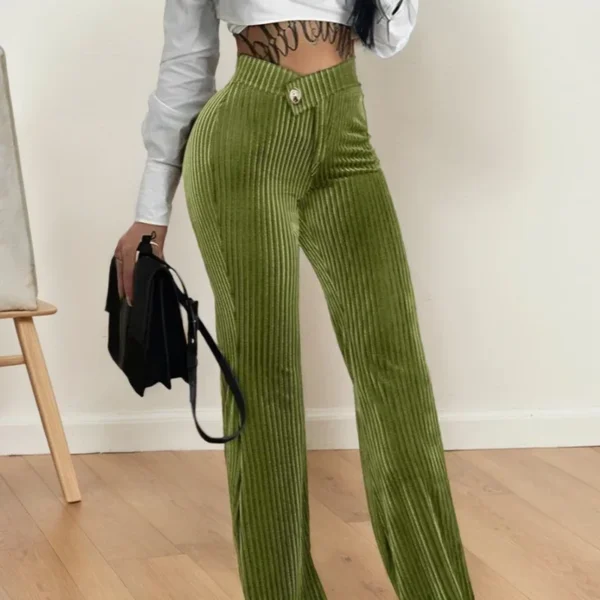 Office Lady Commute Fashion Versatile Thin And Tall Temperament Slightly Zipper Fly V-low Waist Long Wide-leg Pants For Women - Image 2