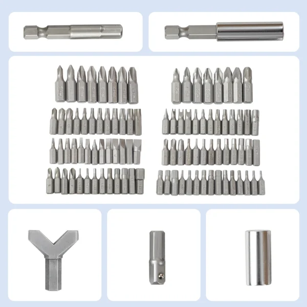 PROSTORMER 100pcs Screwdriver Bit Set Security Chrome Vanadium CR-V Steel Hex Key Phillips Slotted Tri-Wing Repair Hand Tool Kit - Image 5