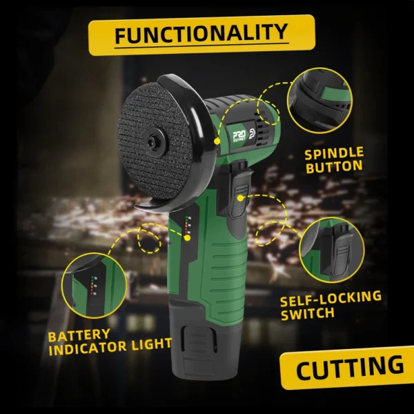 12V Mini Angle Grinder Cordless Polishing Machine 1500mAh 19500RPM Cutting Grinding Electric Power Tools by PROSTORMER - Image 5
