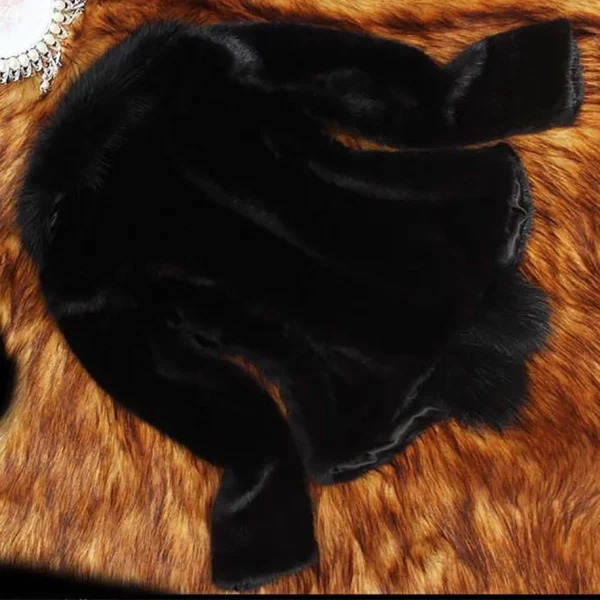 Elegant Faux Fur Coats For Women Fashion Solid Color Fur Collar V Neck Long Sleeves Hang Buckle Slim Thick Warm Jackets Coat - Image 3