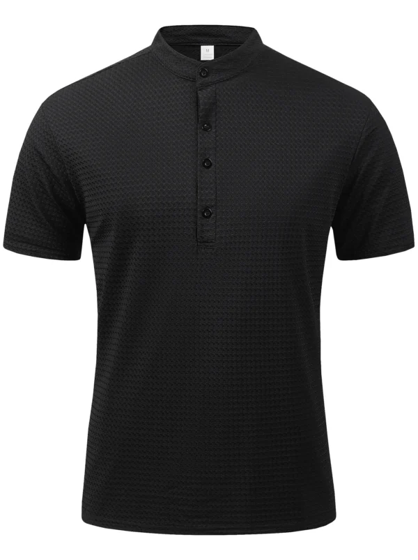2024 Ice ribbon button collar Short-sleeved T-shirt Middle-aged men's Summer top thin Quick-drying T-shirt - Image 3