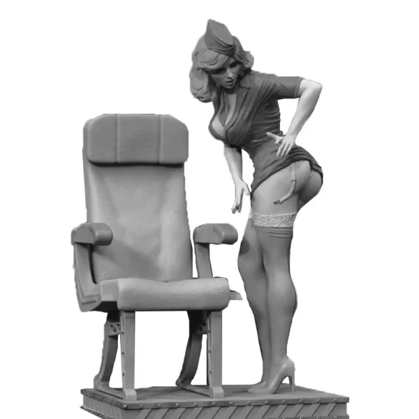 1:24 Stewardess Resin Model Kit Unpainted DIY Assembly Airplane Business Class Cabin Crew Collectible Figure Custom Parts (A148) - Image 2