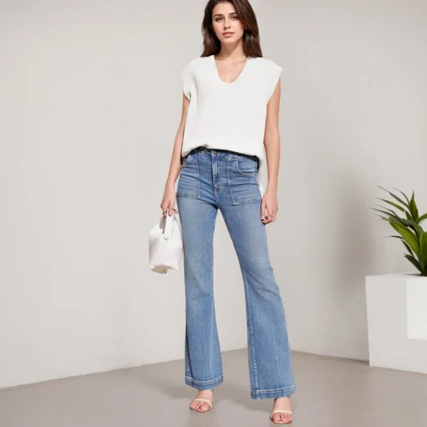 Office Ladies Commuting Vests Casual Striped Texture Crop Sleeveless V-neck Sweater Loose Versatile Solid Color Pullover Top - Image 4