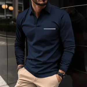 Europe and the United States men's spring and autumn new fitness POLO shirt casual long sleeve slim golf shirt