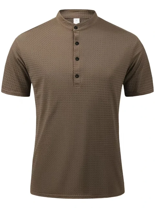2024 Ice ribbon button collar Short-sleeved T-shirt Middle-aged men's Summer top thin Quick-drying T-shirt