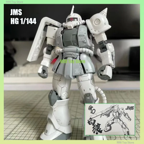 JMS HG 1/144 Zaku 2 GTO The Base Limited Painting Color With SHIN MATSUNAGA Fluorescent Water Sticker Assembly Model Kit Toys