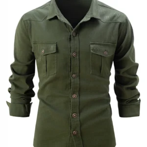 Europe and the United States new spring and autumn fashion men's slim cotton linen cargo pocket casual long-sleeved jacket busin